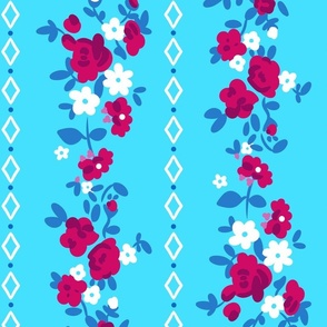 Adele Floral in Light Blue and Berry Red (large)