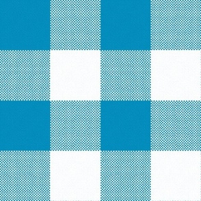 Giant Gingham Check, cyan (jumbo) - faux weave 3" squares