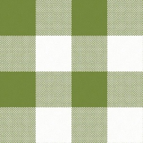 Giant Gingham Check, olive green (jumbo) - faux weave 3" squares