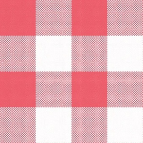 Giant Gingham Check, coral pink (jumbo) - faux weave 3" squares