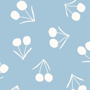 Large Cherries in Light Ivory and Cool Blue