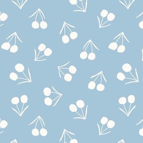 Small Cherries in Light Ivory and Cool Blue