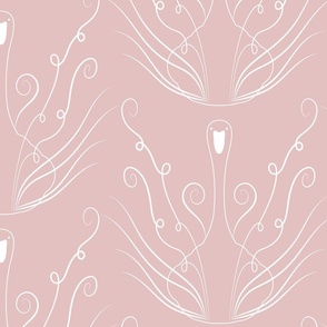 (L)Minimal Swan Damask,  Lotus Pink, Large Scale