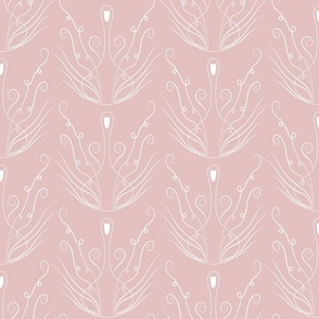 (M)Minimal Swan Damask,  Lotus Pink, Mid Scale