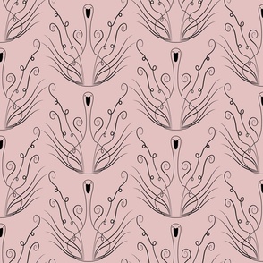 (M)Minimal Swan Damask, Lotus Pink, Mid Scale