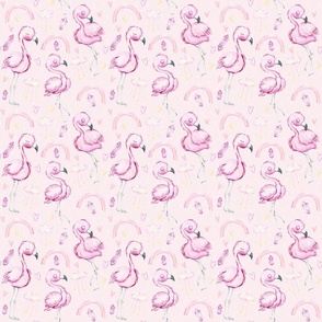 Flamingo Toss White Scallops on Pink Small Scale