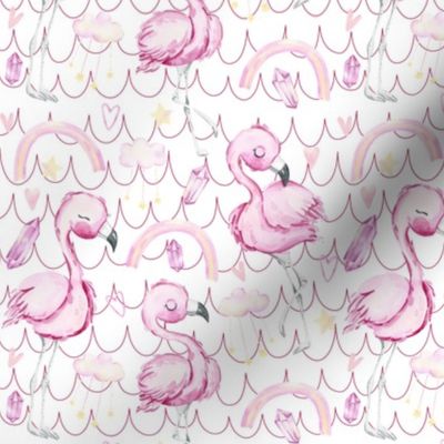 Flamingo Toss Pink Scallops on White Small Scale