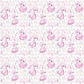 Flamingo Toss Pink Scallops on White Small Scale