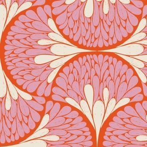 Abstract Mod Ogee Floral Large orange and pink