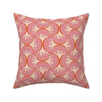 Abstract Mod Ogee Floral Small orange and pink