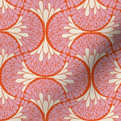 Abstract Mod Ogee Floral Small orange and pink