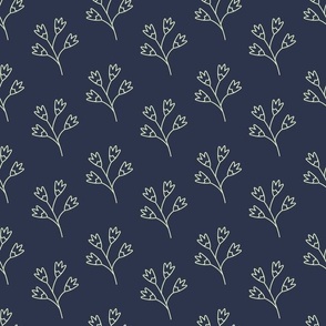 Sprig of Flowers Dark Blue & Lime