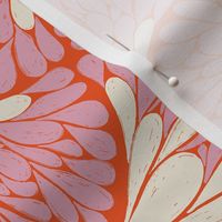 Abstract Mod Ogee Floral Medium orange and pink