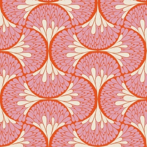 Abstract Mod Ogee Floral Medium orange and pink