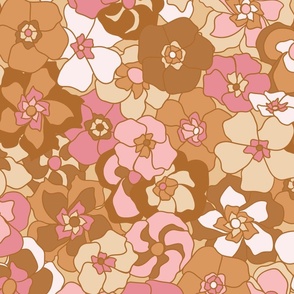 Retro Floral (28") - brown, pink, cream (ST2022RF)