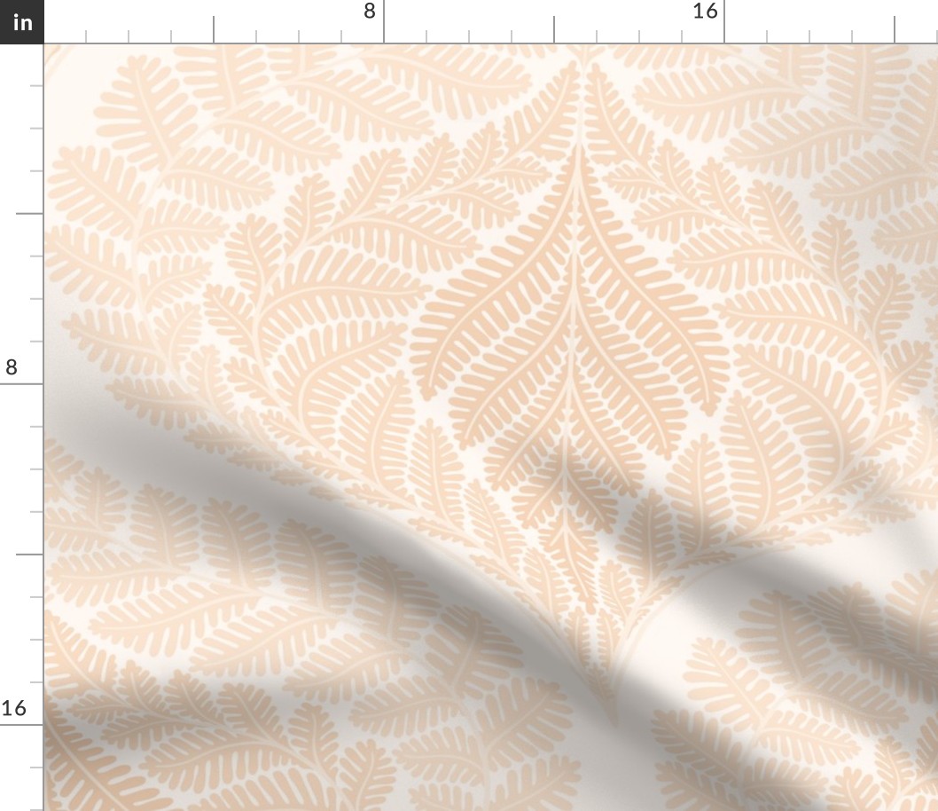 forest fern damask in tonal warm neutral peach blush jumbo wallpaper scale 24 by Pippa Shaw