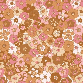 Retro Floral (14") - brown, pink, cream (ST2022RF)