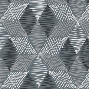 (Medium) Scribbled tumbling block and star design “Scribbled diamond cubes “ in light greys, grays and light greys