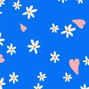 Floral Hearts- Cobalt Blue