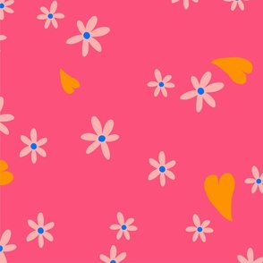Floral Hearts- Pink
