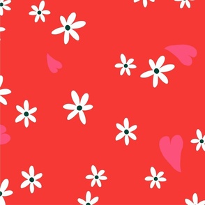 Floral Hearts- Red