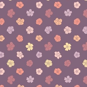 Retro Floral Polka Dots (3.5") - yellow, purple, orange (ST2023RFPD)