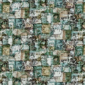 Geometric handmade with distressed texture	green