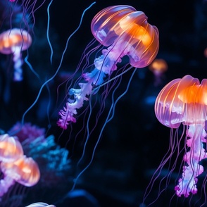 Large Glowing Jellyfish floating in the ocean
