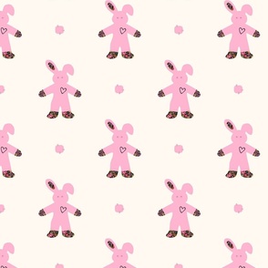 Pink Bunny, Patchwork Bunny Rabbit, Playful Easter ©Terri Conrad Designs