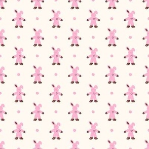 Petite Pink Patchwork Bunny on Creamy White Background ©Terri Conrad Designs