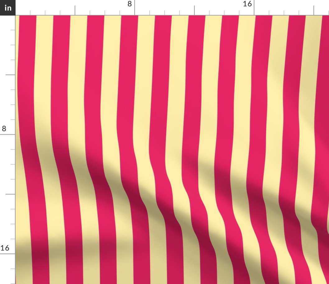 1” Vertical Stripes, Hot Pink and Butter Yellow