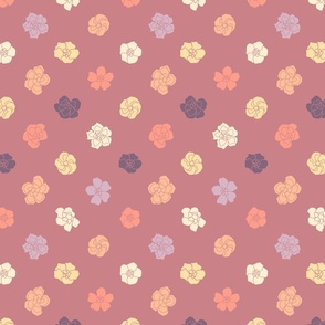 Retro Floral Polka Dots (7") - brown, purple, orange (ST2023RFPD)