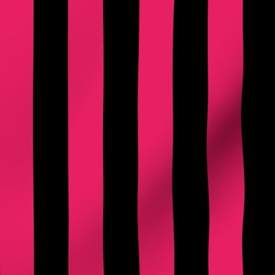 1” Vertical Stripes, Dopamine Fuschia and Black
