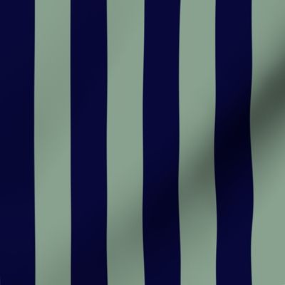 1” Vertical Stripe, Nautical Navy and Sage