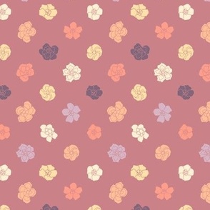 Retro Floral Polka Dots (3.5") - brown, purple, orange (ST2023RFPD)