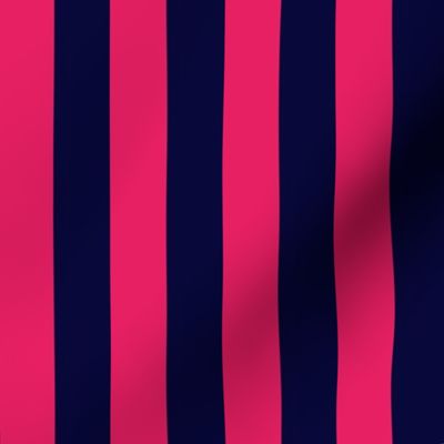 1” Vertical Stripes, Hot Pink and Navy