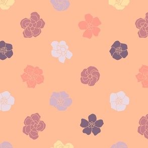 Retro Floral Polka Dots (14") - peach, purple, orange (ST2023RFPD)