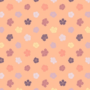 Retro Floral Polka Dots (7") - peach, purple, orange (ST2023RFPD)