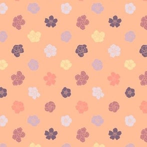 Retro Floral Polka Dots (3.5") - peach, purple, orange (ST2023RFPD)