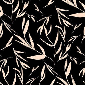 Hand drawn layered leaves in Cream and black