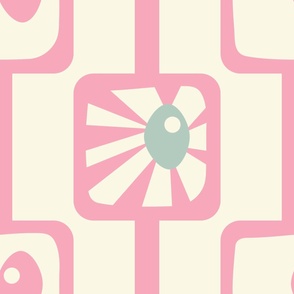 Minimal Retro Flower in Pink - WALLPAPER