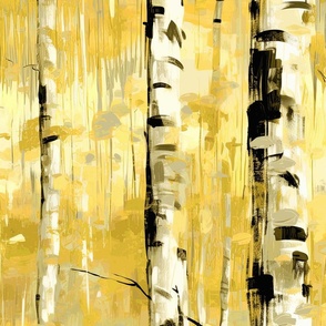 Warm Golden Birch Forest  in abstract by kedoki
