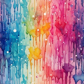 Rainbow paint splashes and drips