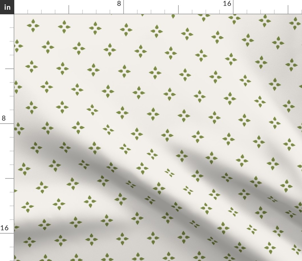 Floral Teardrops in White and Green