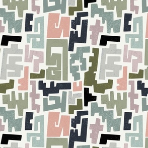 Modern Abstract Block Shapes in Cool Tones Small