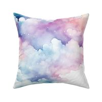 Watercolor rainbow clouds