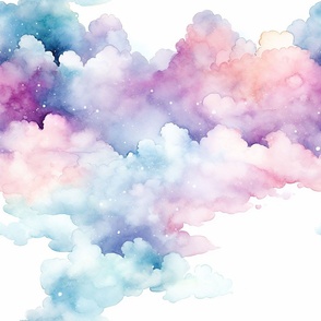 Watercolor rainbow clouds