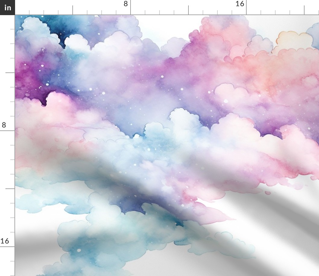 Watercolor rainbow clouds