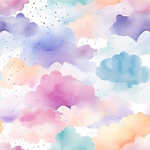 Rainbow watercolor clouds
