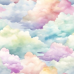 Pastel Clouds Fabric, Wallpaper and Home Decor